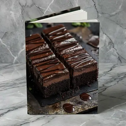 Dark Chocolate Brownie Slices On Slate