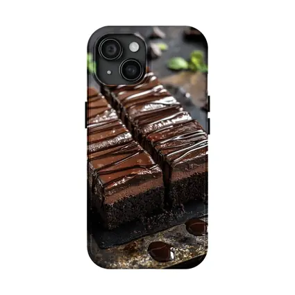 Dark Chocolate Brownie Slices On Slate