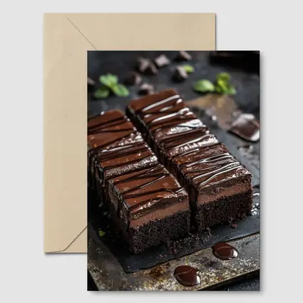 Dark Chocolate Brownie Slices On Slate