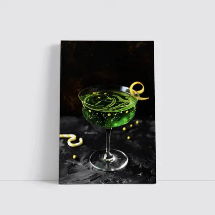 Green Cocktail Glass Dark Moody Background