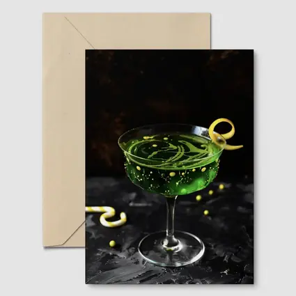Green Cocktail Glass Dark Moody Background