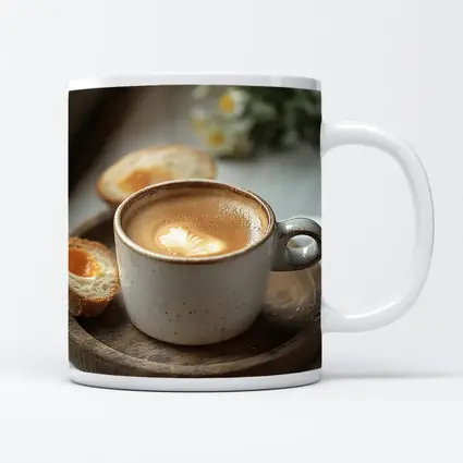 Latte Art Coffee Cup Morning Breakfast Scene