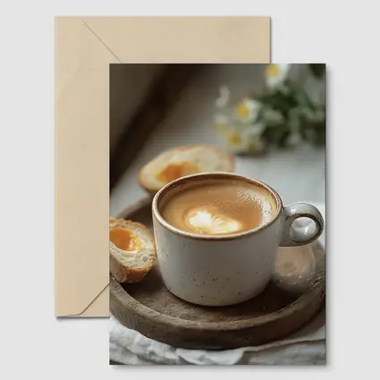 Latte Art Coffee Cup Morning Breakfast Scene
