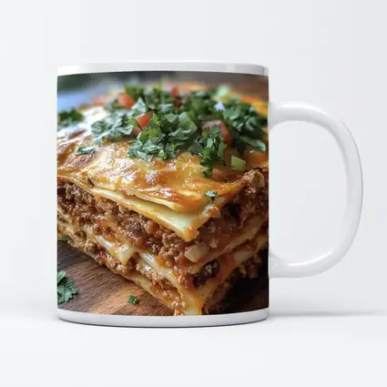 Layered Meat Lasagna on Wooden Board