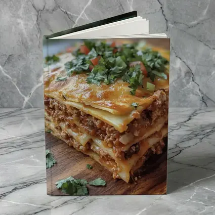 Layered Meat Lasagna on Wooden Board