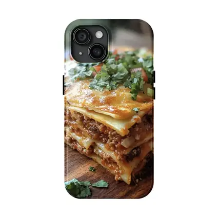 Layered Meat Lasagna on Wooden Board