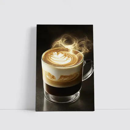 Latte Art Coffee Steam Dark Background
