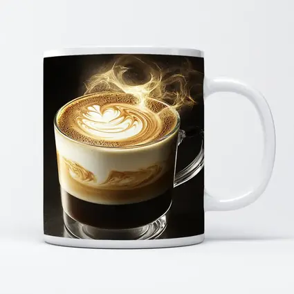 Latte Art Coffee Steam Dark Background