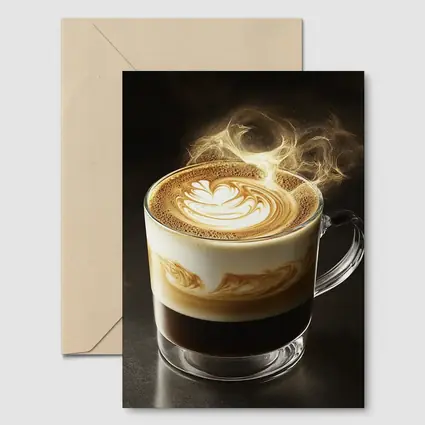 Latte Art Coffee Steam Dark Background