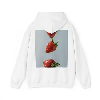 Three Red Strawberries Falling Gray Background