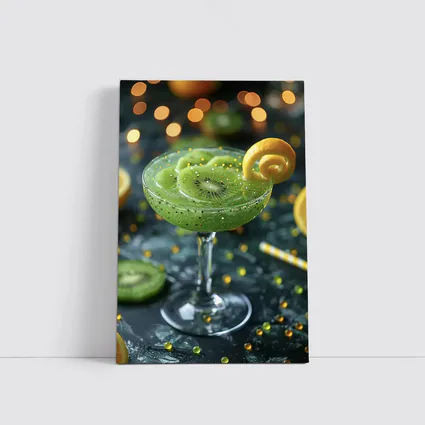 Kiwi Cocktail Green Drink Bokeh Lights