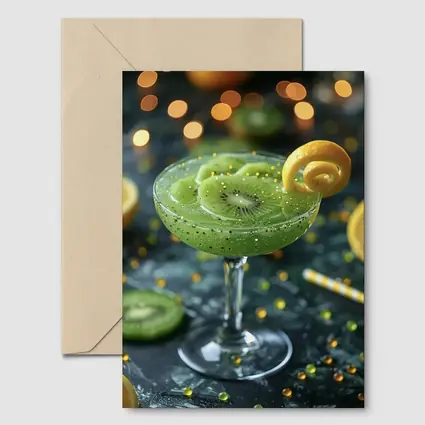 Kiwi Cocktail Green Drink Bokeh Lights