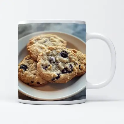 Blueberry Oatmeal Cookies On Marble Surface