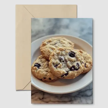 Blueberry Oatmeal Cookies On Marble Surface