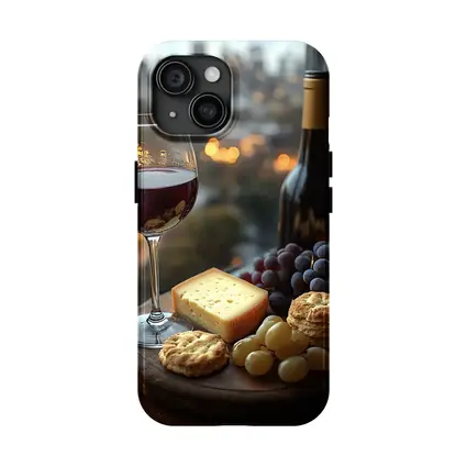 Red Wine Glass Cheese Board City View