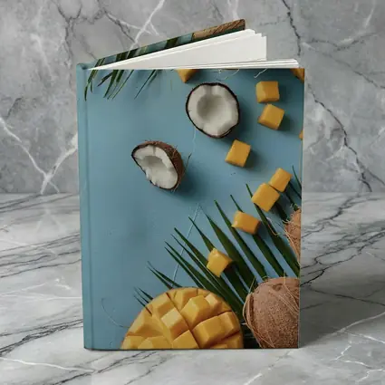 Coconut Mango Tropical Fruits Blue Background
