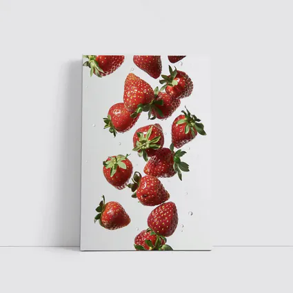 Fresh Red Strawberries Falling on White