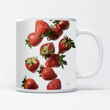 Fresh Red Strawberries Falling on White