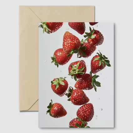 Fresh Red Strawberries Falling on White