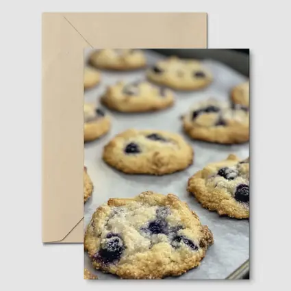 Fresh Blueberry Cookies On Baking Tray