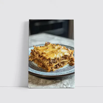 Meaty Lasagna Slice On Marble Table