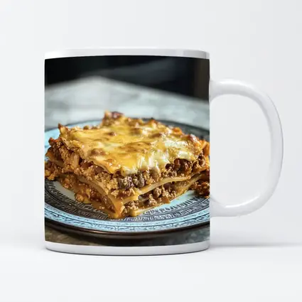 Meaty Lasagna Slice On Marble Table
