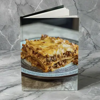 Meaty Lasagna Slice On Marble Table