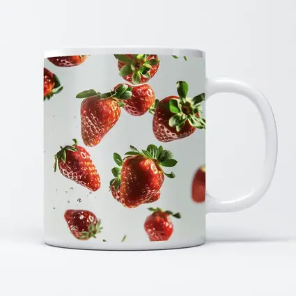 Fresh Red Strawberries Falling White Background