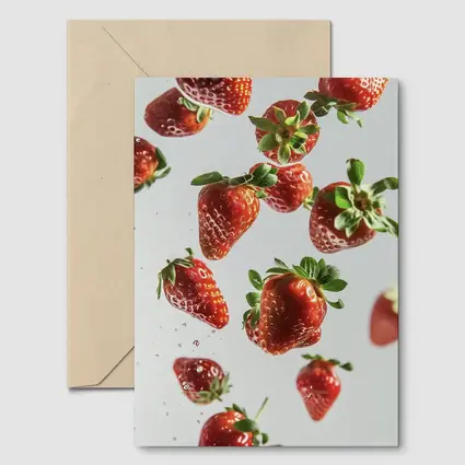 Fresh Red Strawberries Falling White Background