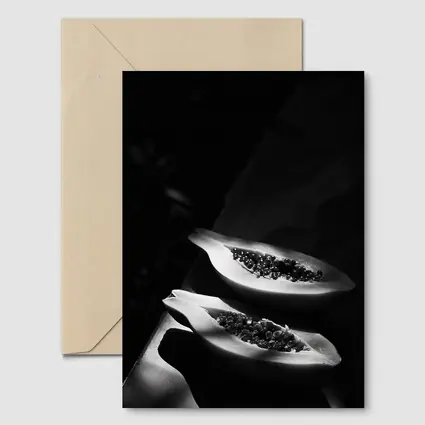 Black And White Papaya Halves Dark Background