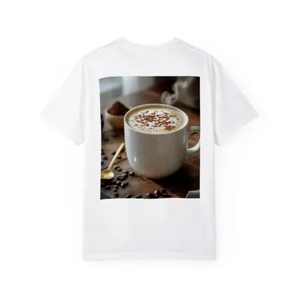 Steaming Cappuccino Mug Coffee Beans Wooden Table