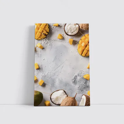 Mango and Coconut Tropical Fruit Flatlay