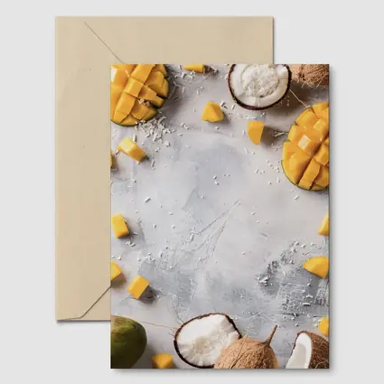 Mango and Coconut Tropical Fruit Flatlay