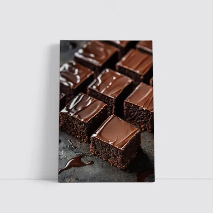 Dark Chocolate Brownies Ganache Glaze Close Up