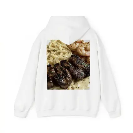 Grilled Steak Shrimp Pasta Cream Sauce Plate