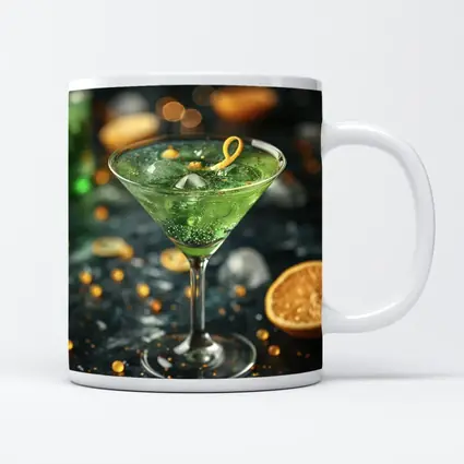 Green Martini Cocktail Gold Bokeh Dark