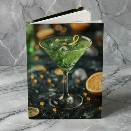 Green Martini Cocktail Gold Bokeh Dark