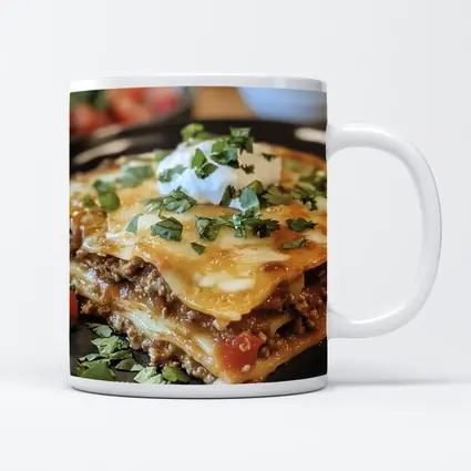 Beef Lasagna Slice Topped With Sour Cream