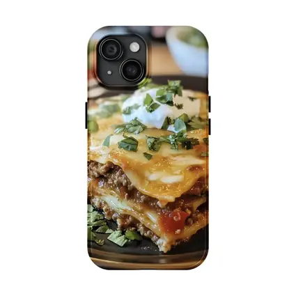 Beef Lasagna Slice Topped With Sour Cream
