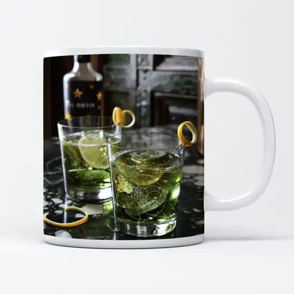 Green Gin Cocktails on Marble Bar