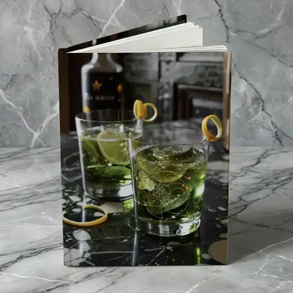 Green Gin Cocktails on Marble Bar