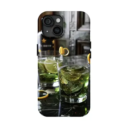 Green Gin Cocktails on Marble Bar