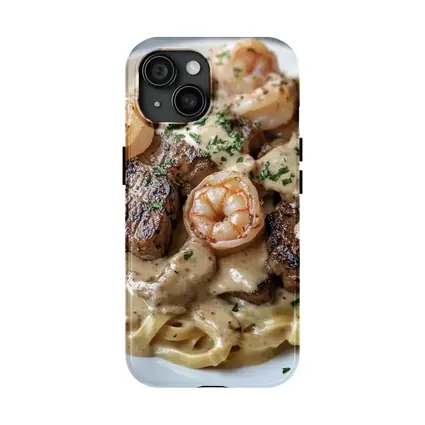 Surf and Turf Steak Shrimp Pasta Dish