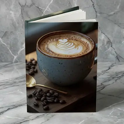 Latte Art Coffee Cup Rustic Wooden Board