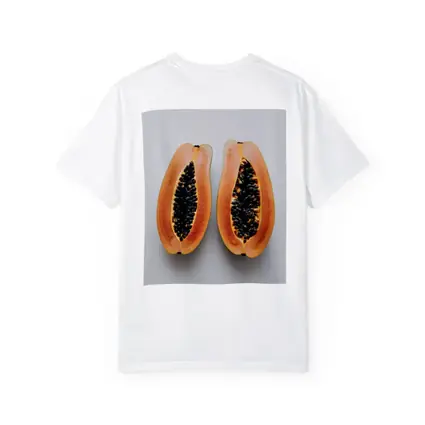 Sliced Papaya Halves on White Background