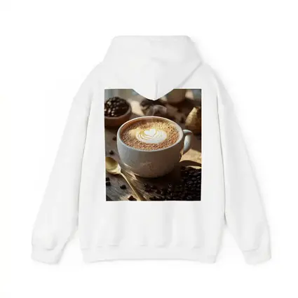 Latte Art Heart Coffee Beans Wooden Table