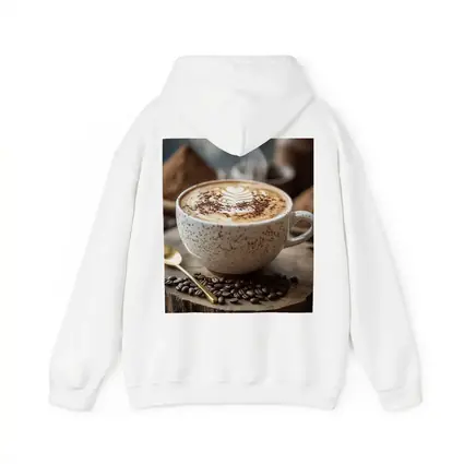 Steaming Latte Art Coffee Cup Wooden Board