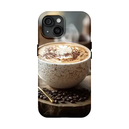 Steaming Latte Art Coffee Cup Wooden Board