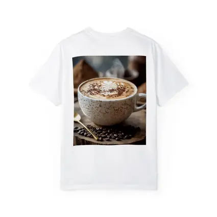 Steaming Latte Art Coffee Cup Wooden Board