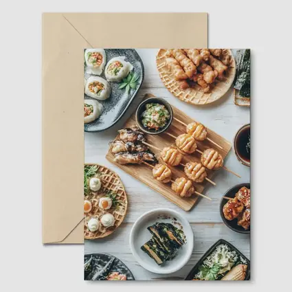Japanese Street Food Spread White Table